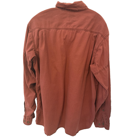 Red Head Shirt Mens Large Rust Red Button Up Long Sleeve Two Chest Pockets Field - Picture 6 of 8